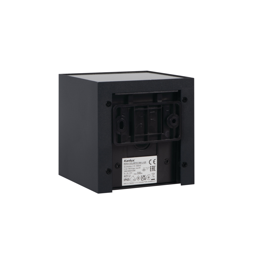 LED solarna zidna svetiljka sa senzorom REKA LED/3W/3,7V 1800 mAh 3000/4000/6500K IP65 antracit