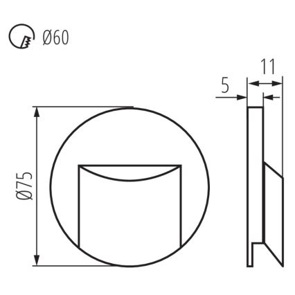 LED svetlo za stepenište ERINUS LED/0,8W/12V 3000K crna