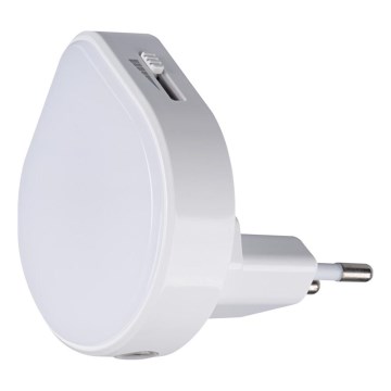 Kanlux 37396 - LED prigušiva orijentaciona svetiljka sa senzorom sumraka za utičnicu ULOV LED/0,5W/230V bela
