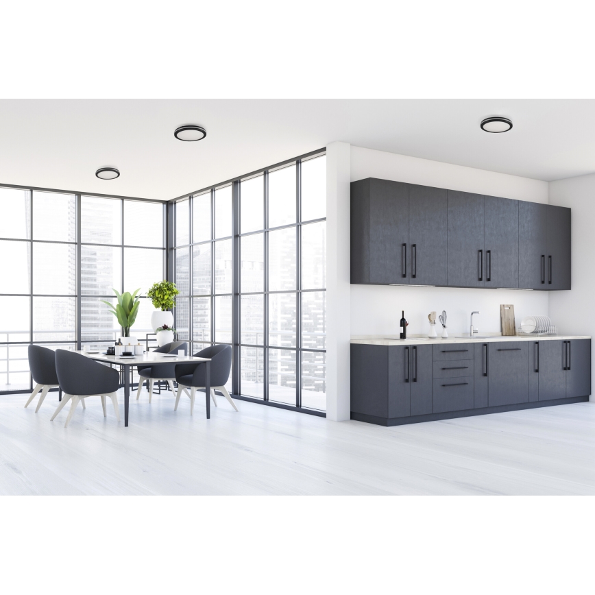 LED spoljašnje plafonsko svetlo BENO E LED/30W/230V 3000/4000/6500K prečnik 30 cm IP65 crna