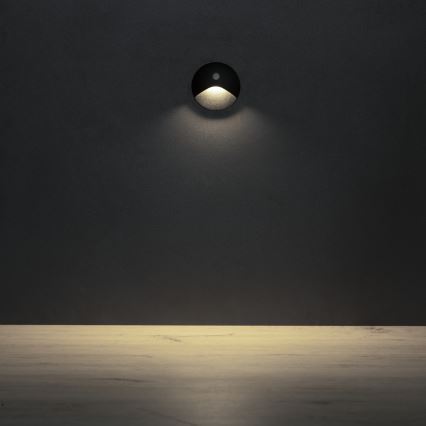 LED svetlo za stepenište sa senzorom pokreta i sumraka EXIN LED/2,5W/230V 4000K IP65, crno, okruglo