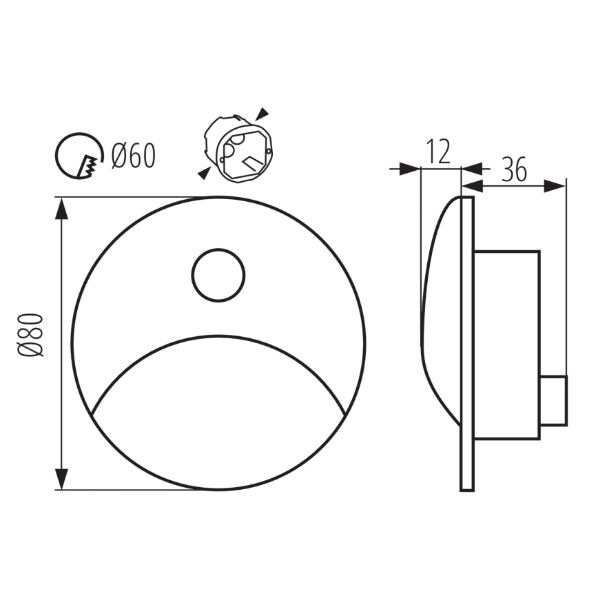 LED svetlo za stepenište sa senzorom pokreta i sumraka EXIN LED/2,5W/230V 4000K IP65, crno, okruglo
