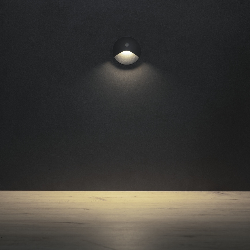 LED svetiljka za stepenište sa senzorom pokreta i sumraka EXIN LED/2,5W/230V 4000K IP65, antracit, okrugla