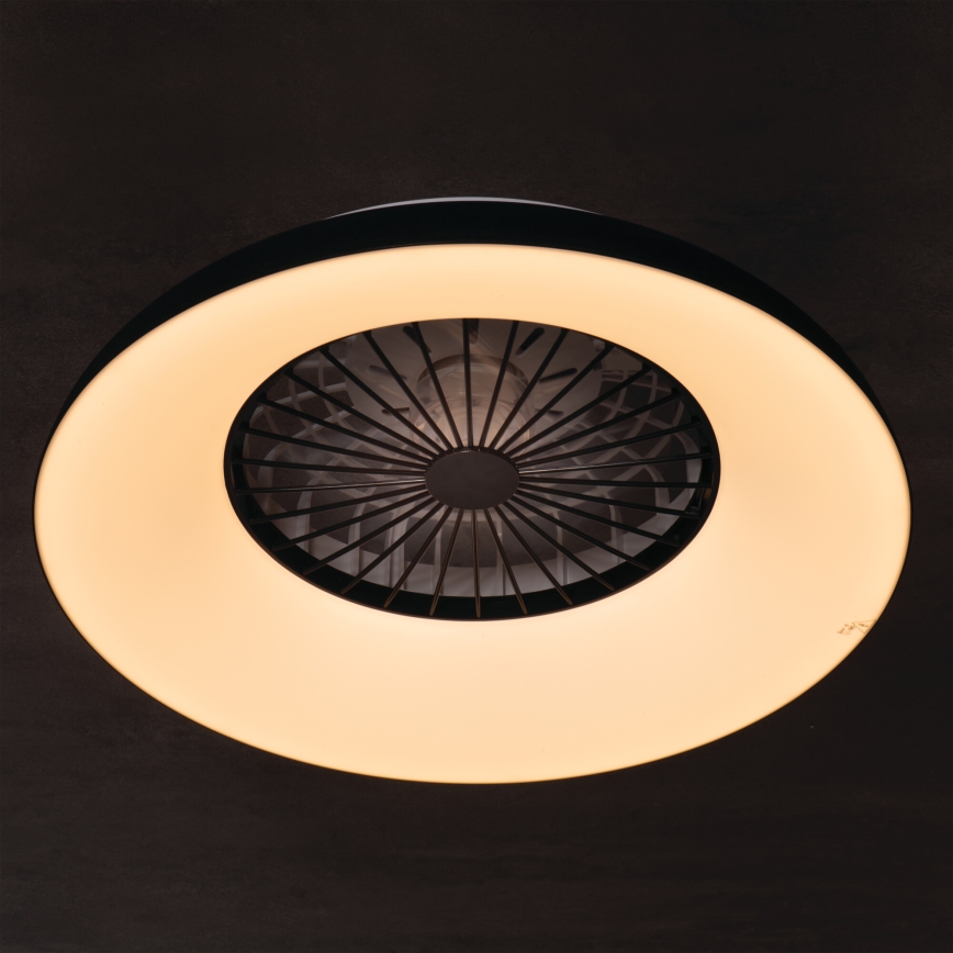 LED RGBW plafonsko svetlo sa ventilatorom, prigušiva, PLAVE PAN LED/48W/230V 3000-6500K prečnika 60 cm crne boje + daljinski upravljač