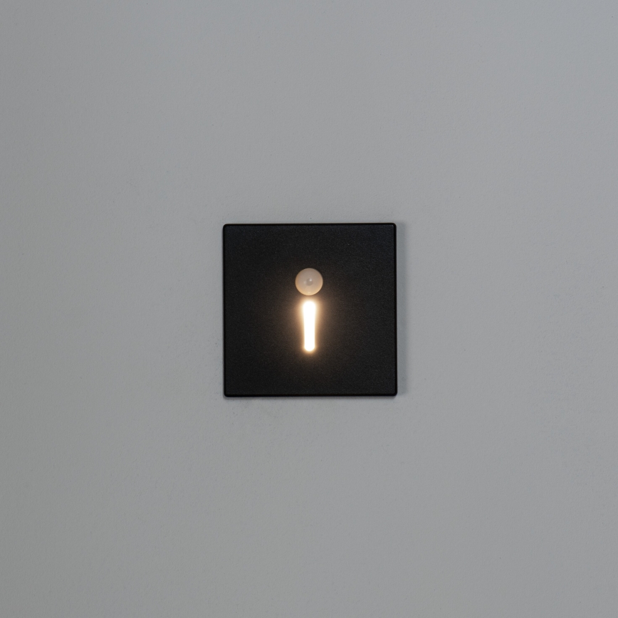 LED svetlo za stepenište sa senzorom pokreta i sumraka MAGNIK LED/1,7W/230V 2700/3300/3900/4600/5700K crno četvrtasto