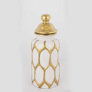 Keramička doza 31x12,5 cm zlatna/bela