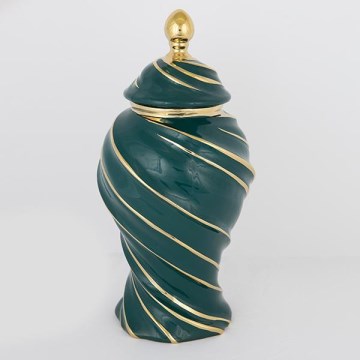 Keramička dóza 41x20 cm zlatna/zelena