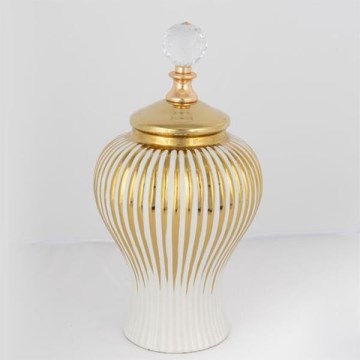 Keramička posuda 35x17,5 cm zlatna/bela