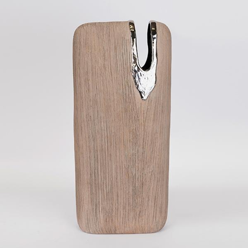 Keramička vaza 43x19,5x9,5 cm braon/srebrna