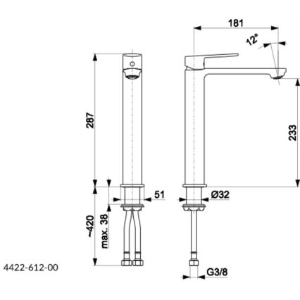 KFA Armatura 4422-612-00 - Baterija za umivaonik + odtok sa prelivom AGAT 28,7 cm, sjajni hrom