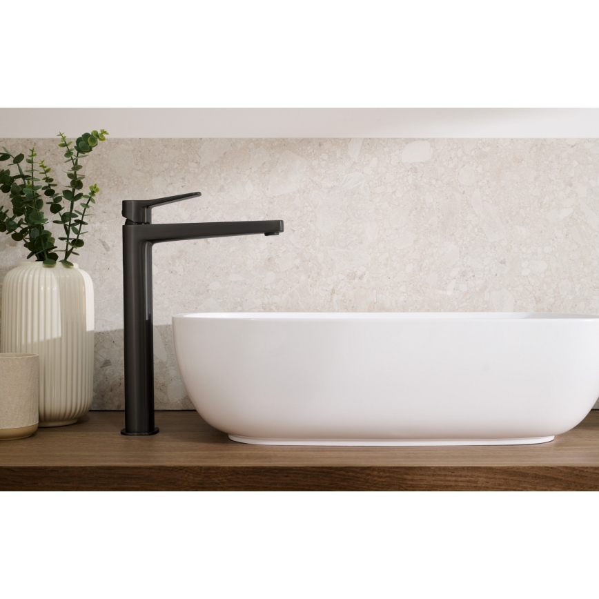 KFA Armatura 4522-815-81 - Baterija za umivaonik + izliv MALAGA 15,9 cm crna