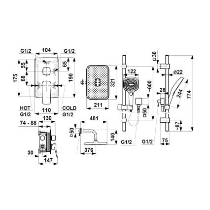 KFA Armatura 4529-301-44 - Tuš set sa podžbuknom baterijom MALAGA bela