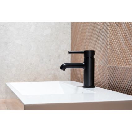 KFA Armatura 5032-815-81 - Slavina za umivaonik + odliv sa prelivom MOZA 15,2 cm mat crna