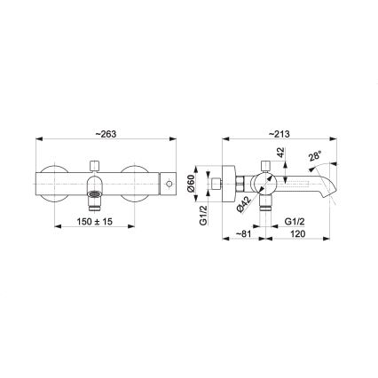 KFA Armatura 5034-020-00 - Baterija za kadu MOZA polirani hrom