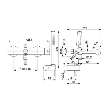 KFA Armatura 5034-520-81 - Set za kadu sa MOZA baterijom, mat crna