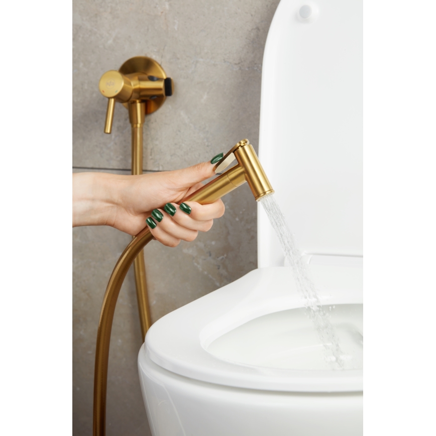 KFA Armatura 5039-512-31 - Baterija za bide sa ručnim tušem za podžbuknu ugradnju MOZA, brušeno zlato