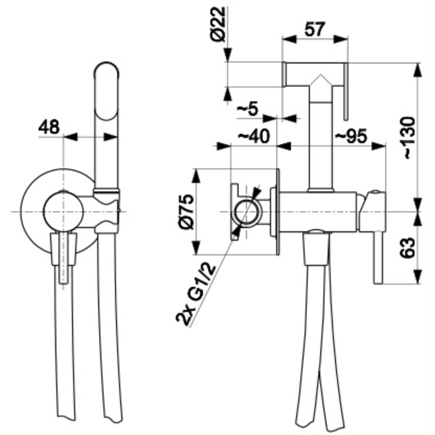 KFA Armatura 5039-512-31 - Baterija za bide sa ručnim tušem za podžbuknu ugradnju MOZA, brušeno zlato