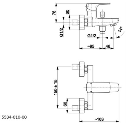 KFA Armatura 5534-010-81 - Baterija za kadu MOKAIT mat crna