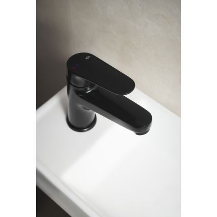 KFA Armatura 5552-815-81 - Baterija za umivaonik + odliv sa prelivom OTAVA 15 cm mat crna