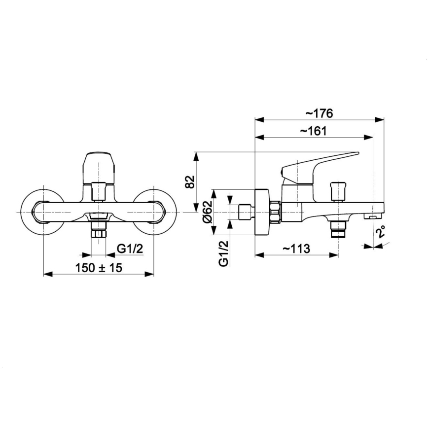 KFA Armatura 5554-010-81 - Baterija za kadu OTAVA mat crna