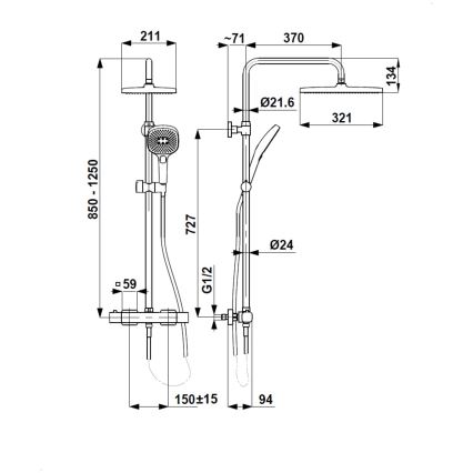 KFA Armatura 5756-910-00 - Tuš set sa termostatskom baterijom MALAGA, sjajni hrom