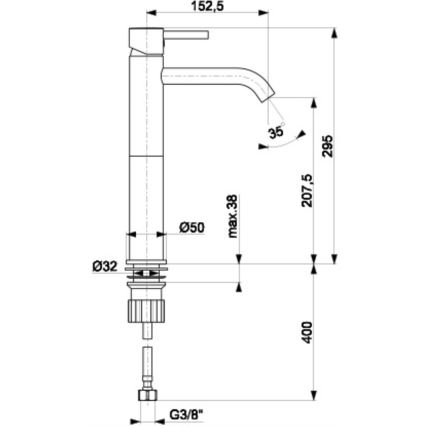 KFA Armatura 5822-612-00 - Baterija za umivaonik NEDA 29,5 cm, sjajni hrom