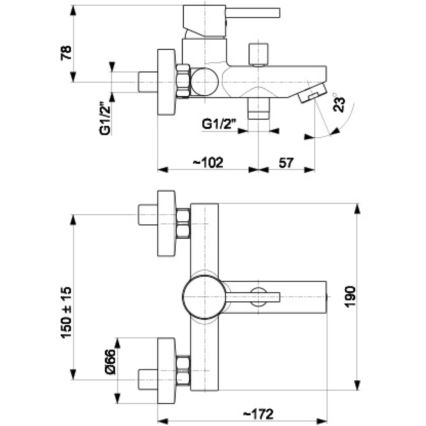 KFA Armatura 5824-010-81 - Baterija za kadu NEDA, mesing/mat crna