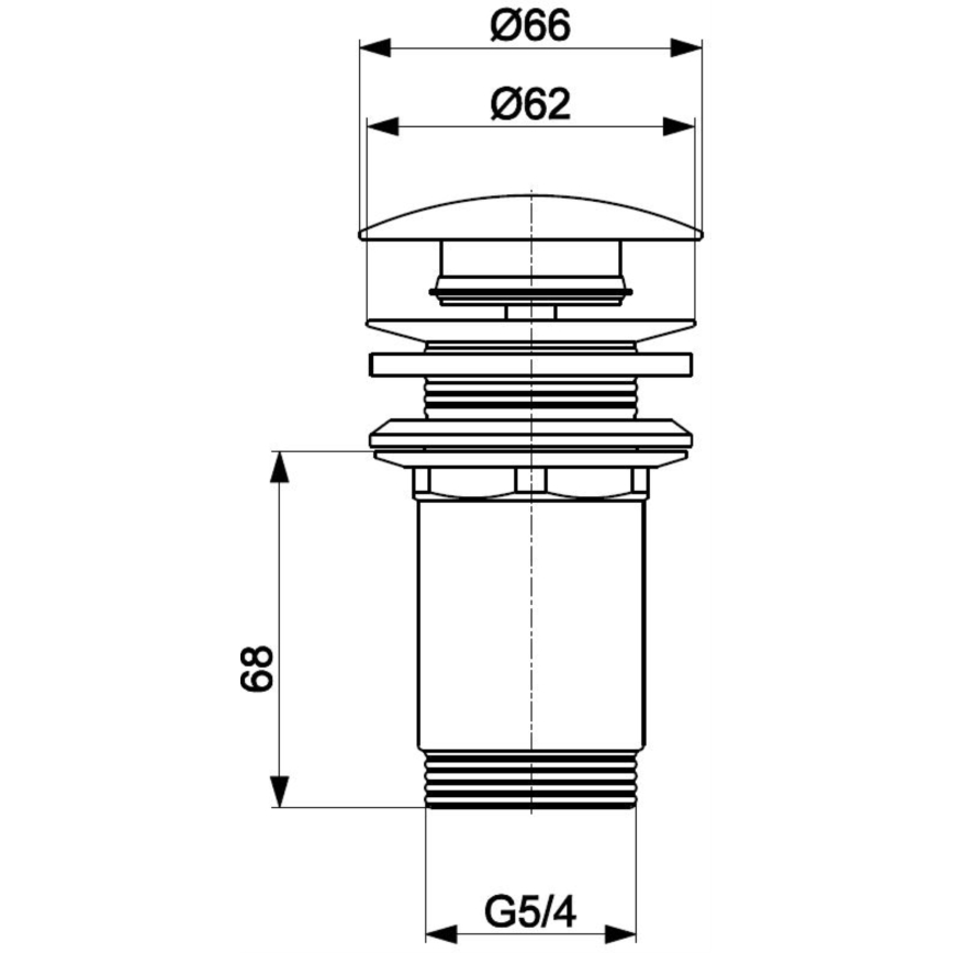 KFA Armatura 660-253-81 - Odliv za umivaonik bez preliva CLICK-CLACK, prečnik 6,6 cm, mesing/mat crna