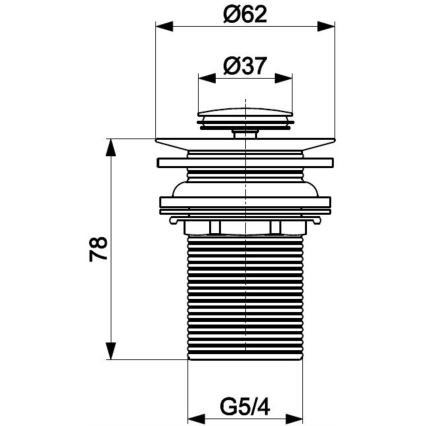 KFA Armatura 660-353-81 - Slivnik za umivaonik bez prelivnog otvora CLICK-CLACK, prečnik 6,2 cm, mesing/mat crna