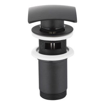 KFA Armatura 660-454-81 - Slivnik za umivaonik sa prelivom CLICK-CLACK 7x7 cm, mesing/mat crna