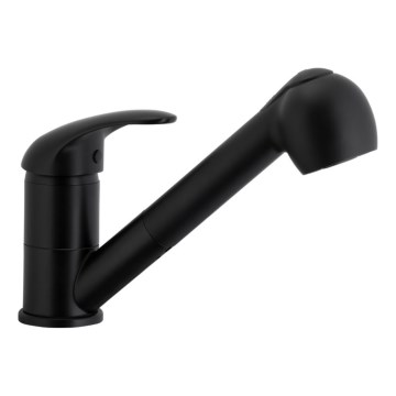 KFA Armatura 6613-110-81 - Slavina za sudoperu sa izvlačivom ručnom prskalicom INDIRA, mesing/mat crna