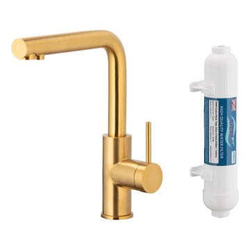 KFA Armatura 6623-912-31 - Kuhinjska slavina za filtriranu vodu DUERO PURE, nerđajući čelik/brušeno zlato + filter