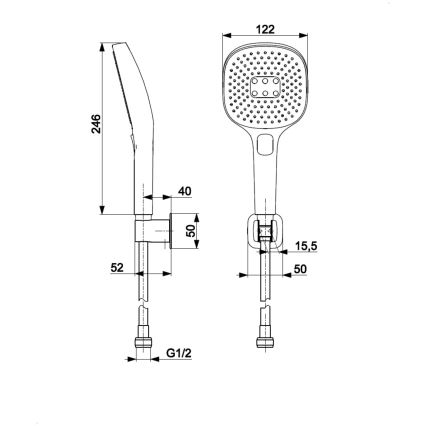KFA Armatura 841-255-61 - Tuš set MALAGA u metalno sivoj boji