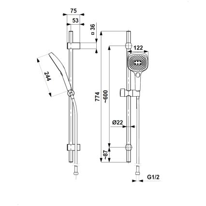KFA Armatura 841-352-61 - Tuš set MALAGA metalno siva
