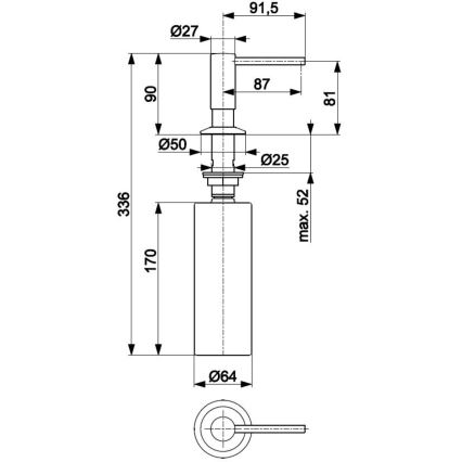 KFA Armatura 990-100-22 - Ugradni dozator sapuna DUERO, nerđajući čelik