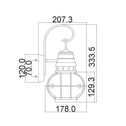 Kichler - Spoljašnje zidno svetlo BRIDGE POINT 1xE27/60W/230V IP44 mesing