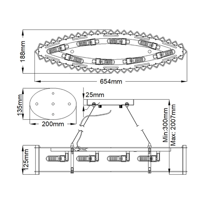 Kichler - LED luster za kupatilo na sajli CRYSTAL SKYE 8xG9/3W/230V IP44