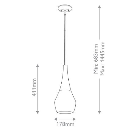 Kichler - Luster na šipci DEELA 1xE27/60W/230V prečnik 17,8 cm mesing