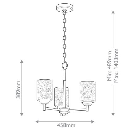 Kichler - Luster na lancu WINSLOW 3xE27/60W/230V, prečnik 45,8 cm, mesing