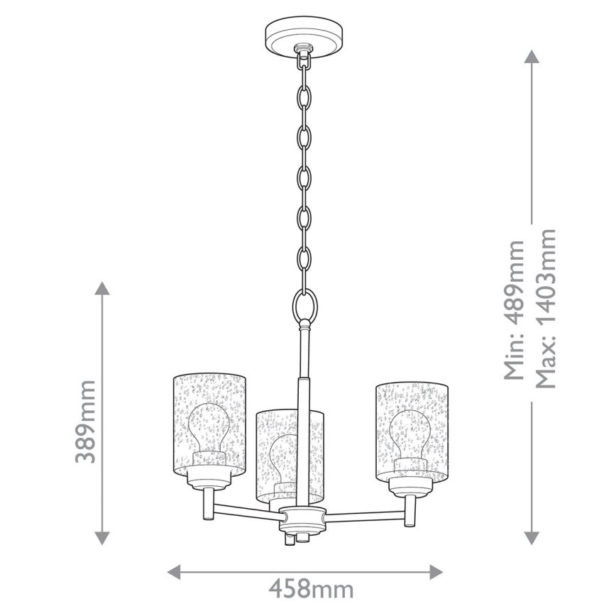 Kichler - Luster na lancu WINSLOW 3xE27/60W/230V, prečnik 45,8 cm, mesing