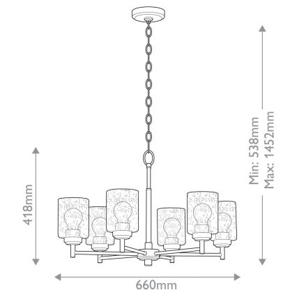 Kichler - Luster na lancu WINSLOW 6xE27/60W/230V prečnik 66 cm mesing