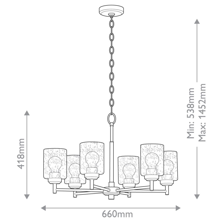 Kichler - Luster na lancu WINSLOW 6xE27/60W/230V prečnik 66 cm mesing