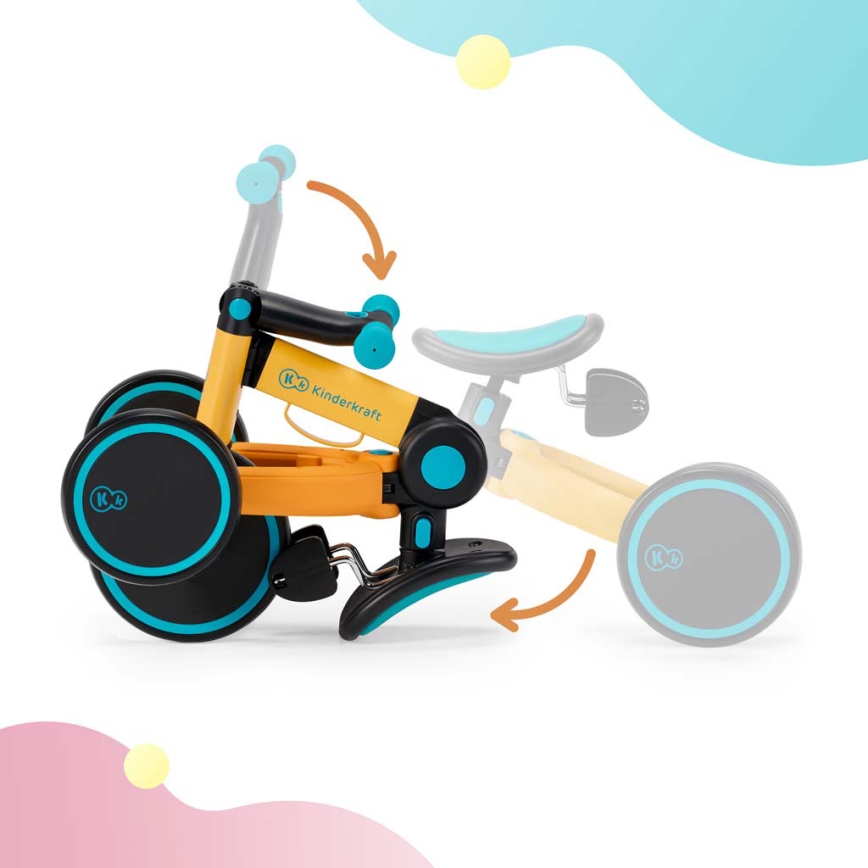 KINDERKRAFT - Dečija guralica 3u1 4TRIKE žuta/tirkizna