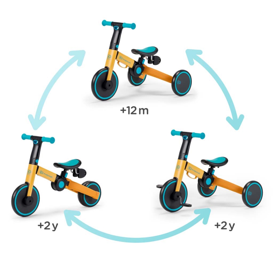 KINDERKRAFT - Dečija guralica 3u1 4TRIKE žuta/tirkizna