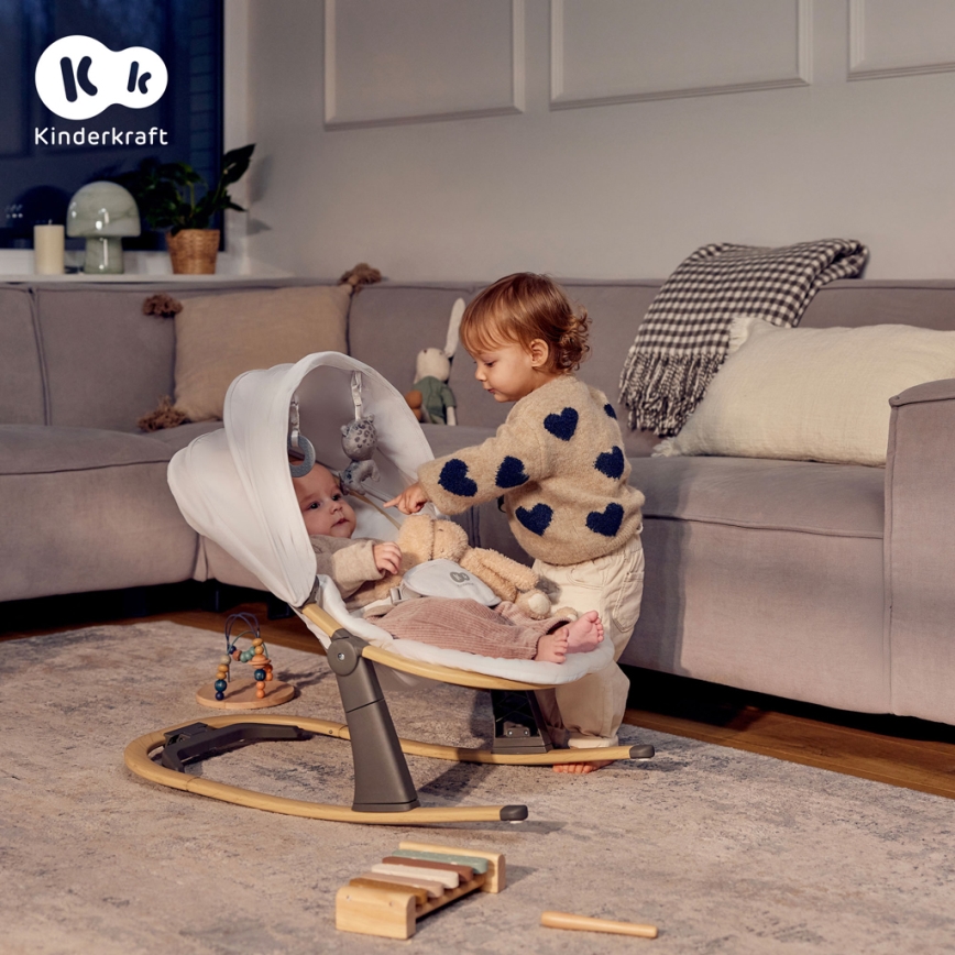 KINDERKRAFT - Dečija ležaljka 2u1 ELSU siva