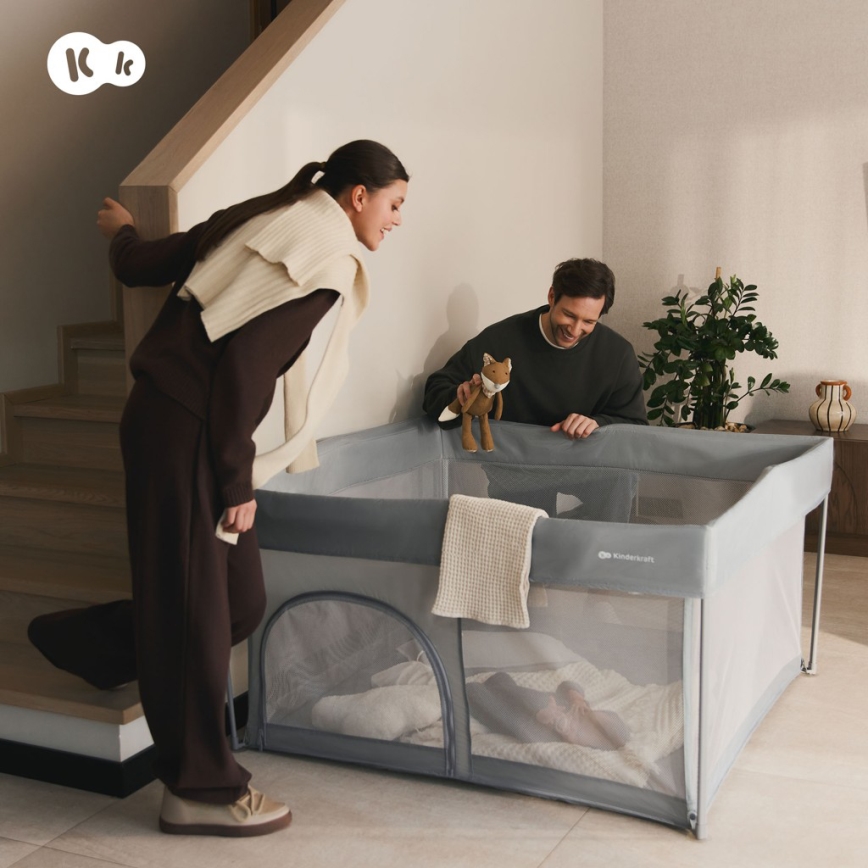 KINDERKRAFT - Dečija ogradica ZIKI siva