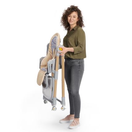 KINDERKRAFT - Dečija stolica za hranjenje 2u1 LASTREE siva