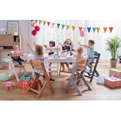 KINDERKRAFT - Dečija stolica za hranjenje ENOCK sa tapaciranim sedištem, siva/bela