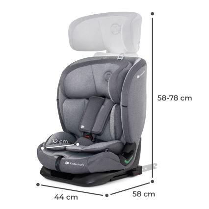 KINDERKRAFT - Dečije auto-sedište ONETO 3 i-Size (76-150 cm) + Isofix Cool sivo