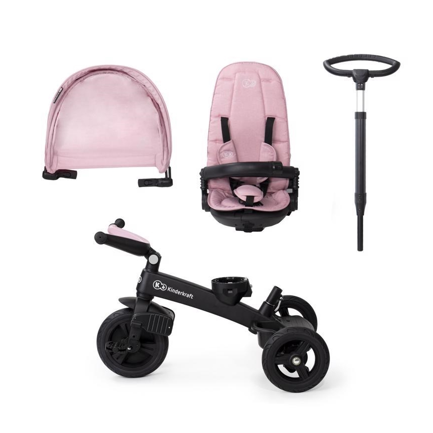 KINDERKRAFT - Dečiji tricikl 5 u 1 EASYTWIST ružičasta/crna
